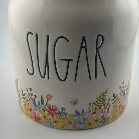 💥Rae Dunn Spring/Floral/Flowers Sugar Ceramic Canister Food storage w/lid 8” - Picture 9 of 14